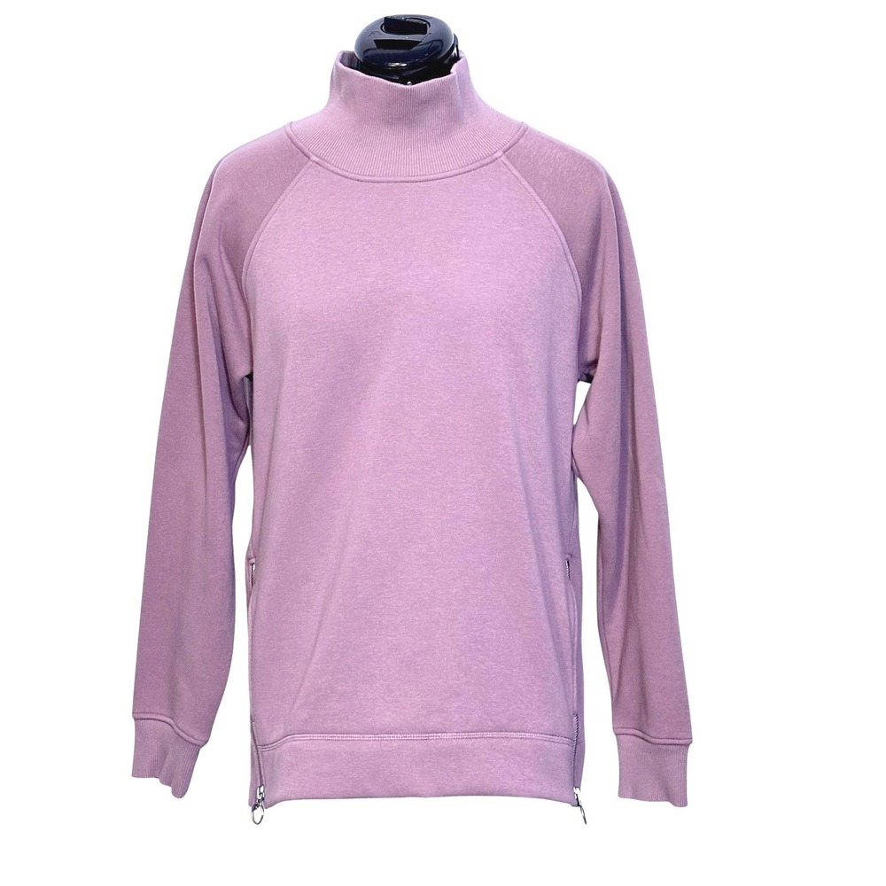 Athleta Sweatshirt Womens Small Pink Funnel Neck Fleece Lined Pullover Cozy
